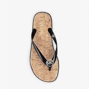 Michael Kors Black and Tan Flip Flops